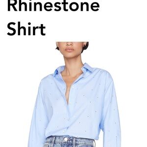Frame Light  Blue Rhinestone Shirt